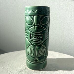 VINTAGE GREEN TROPICAL TIKI VIBES MUG GLASS CERAMIC BARWARE TUMBLER VINTAGE‎